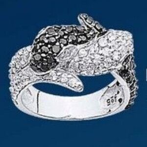 2 Snake Heads Silver Ring 925